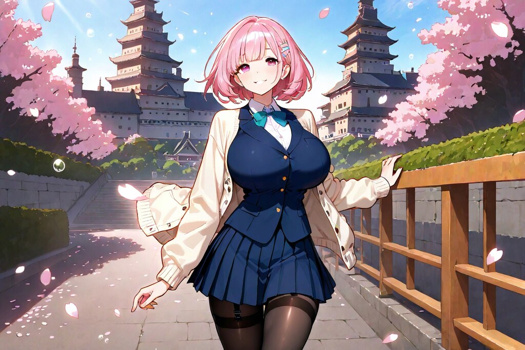 イラスト全モデル 城下町の桜通り