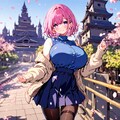 イラスト全モデル 城下町の桜通り 5枚目