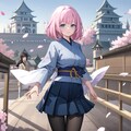 イラスト全モデル 城下町の桜通り 3枚目