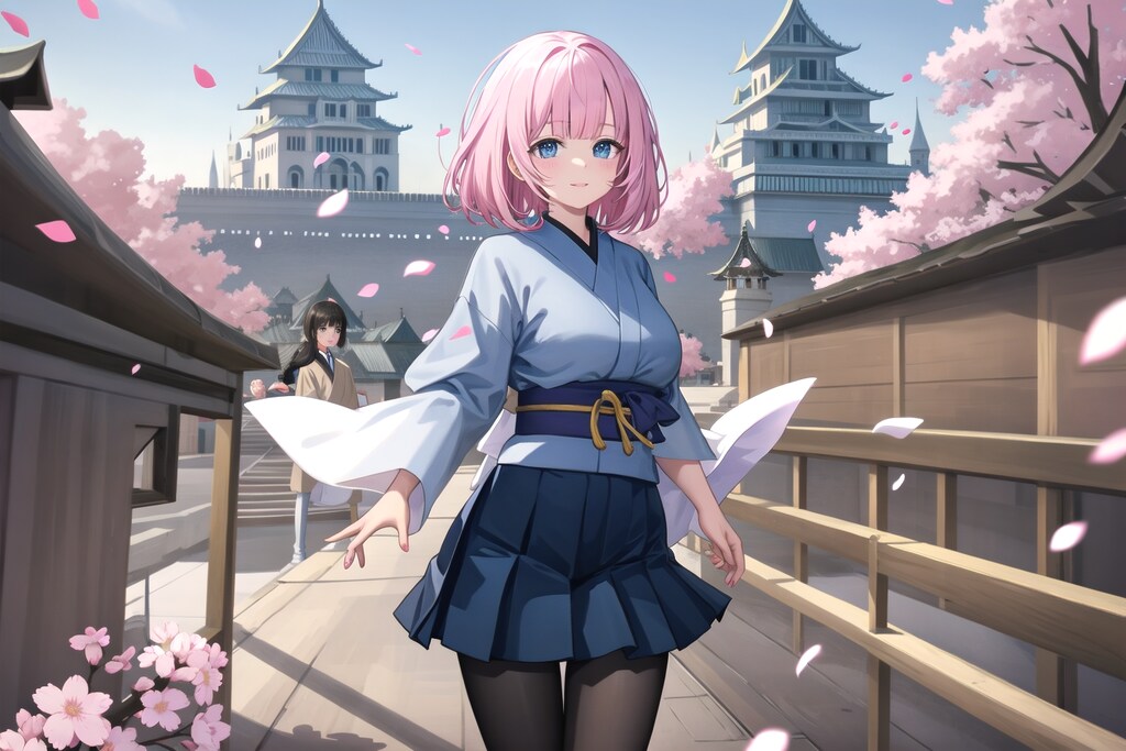 イラスト全モデル 城下町の桜通り