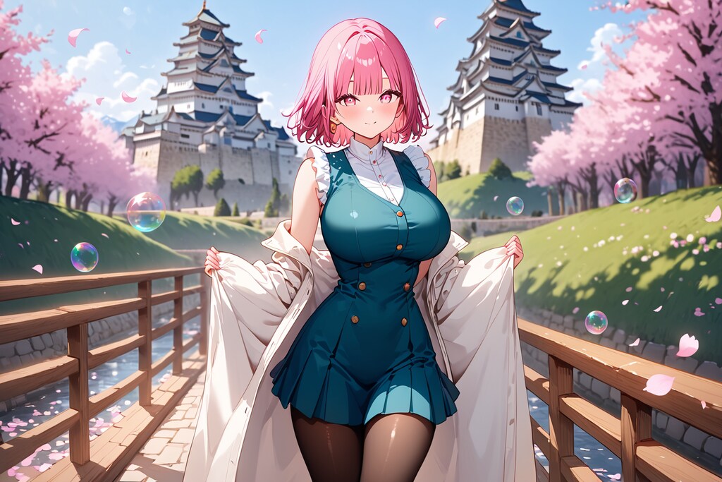 イラスト全モデル 城下町の桜通り