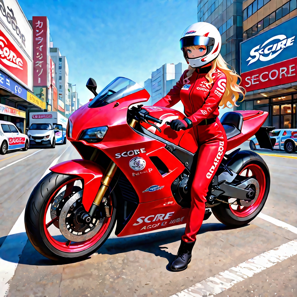 リゾート地で行われるバイクレースに参加予定の女性バイクレーサー