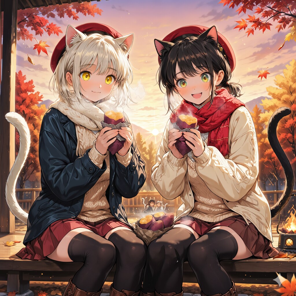 クロちゃん、焼き芋ホカホカだね♪