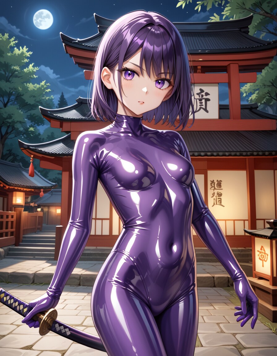 ラバースーツの女剣士