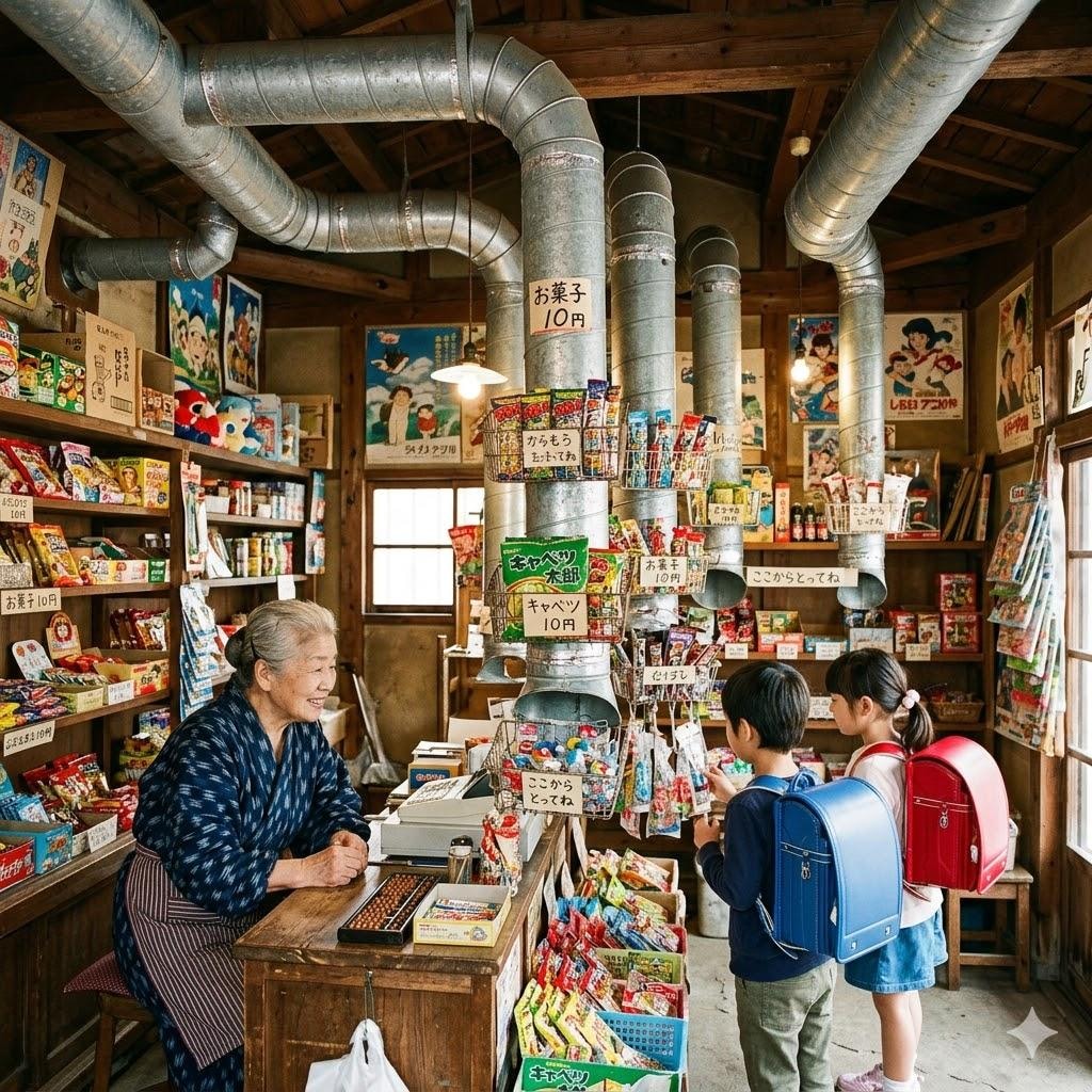 ダクトの多い駄菓子屋