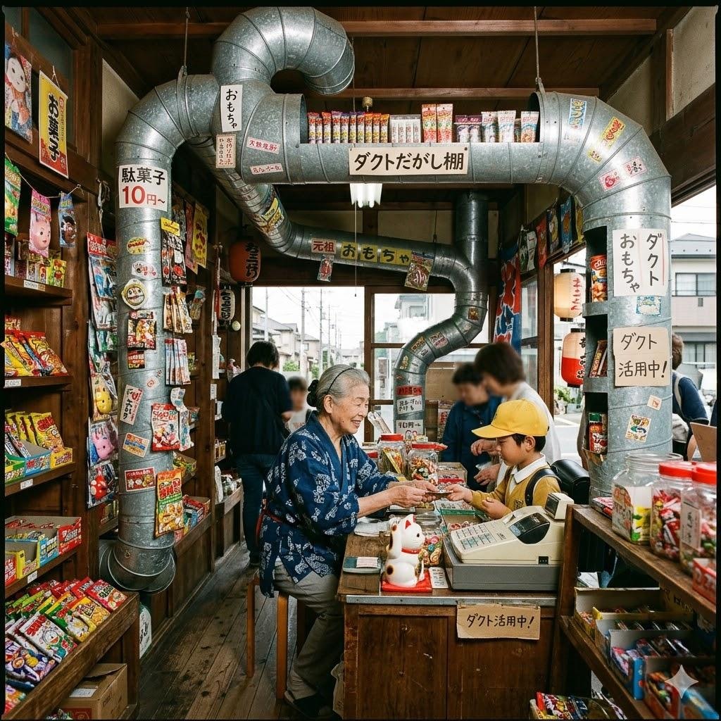 ダクトの多い駄菓子屋