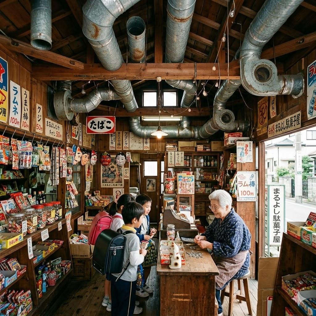 ダクトの多い駄菓子屋