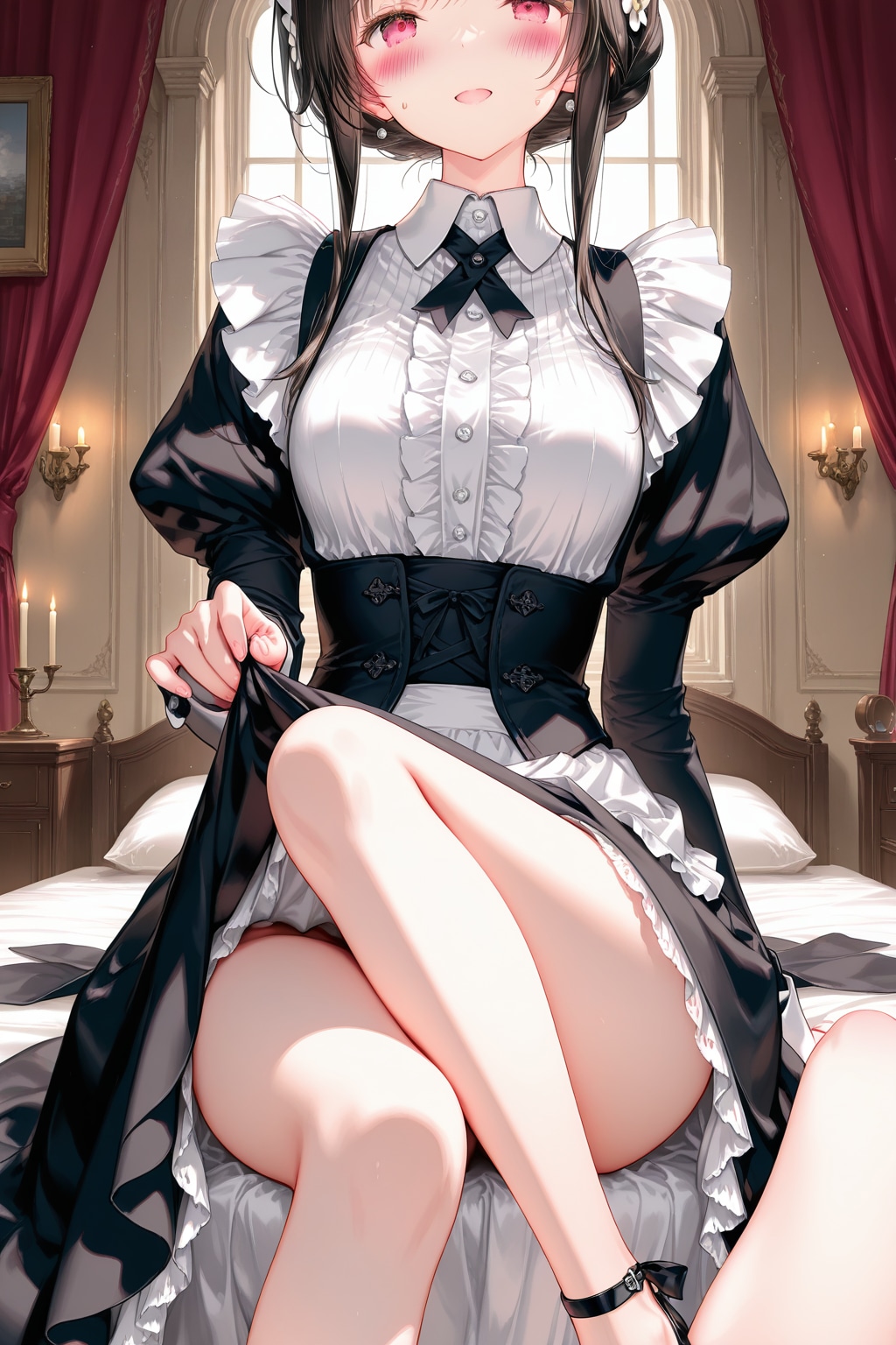 一瞬だけ下着を見せてくれるメイドさん