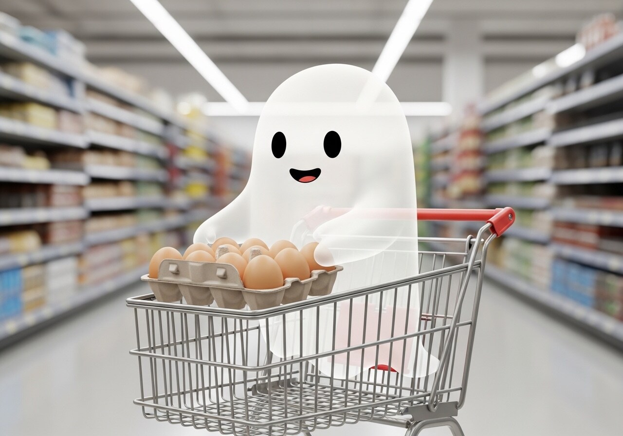 卵を買うお化けさん