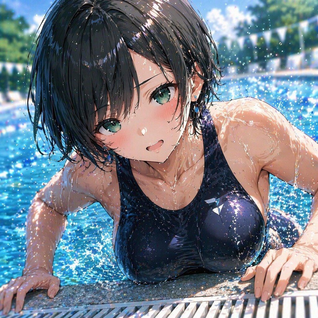 プールで泳ぐ藍音ちゃん