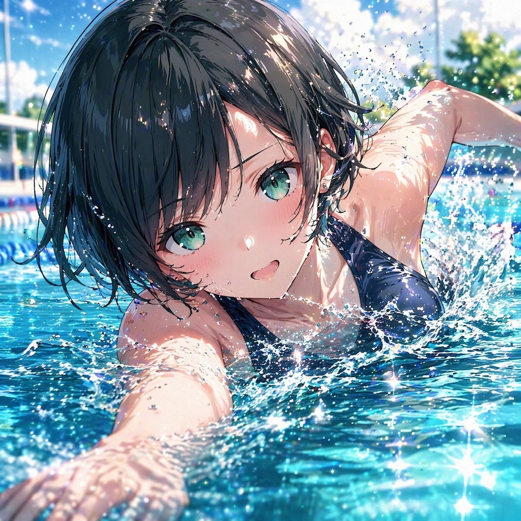 プールで泳ぐ藍音ちゃん