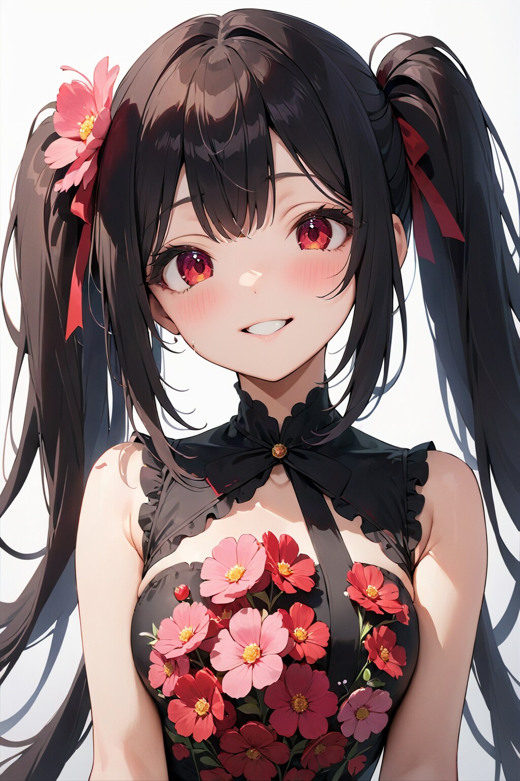 赤い花とヘッドフォンが似合うカノジョ