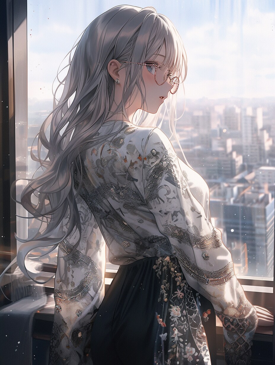 振り向くメガネ女子