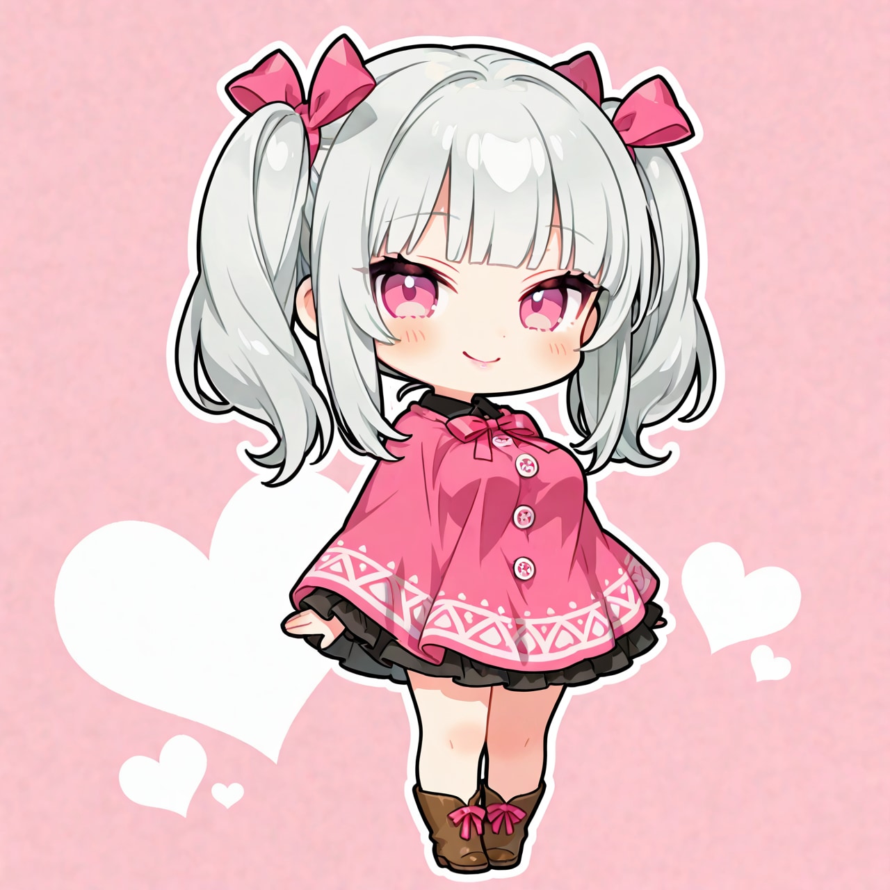 ポンチョを着たちびキャラツインテール | の人気AIイラスト・グラビア