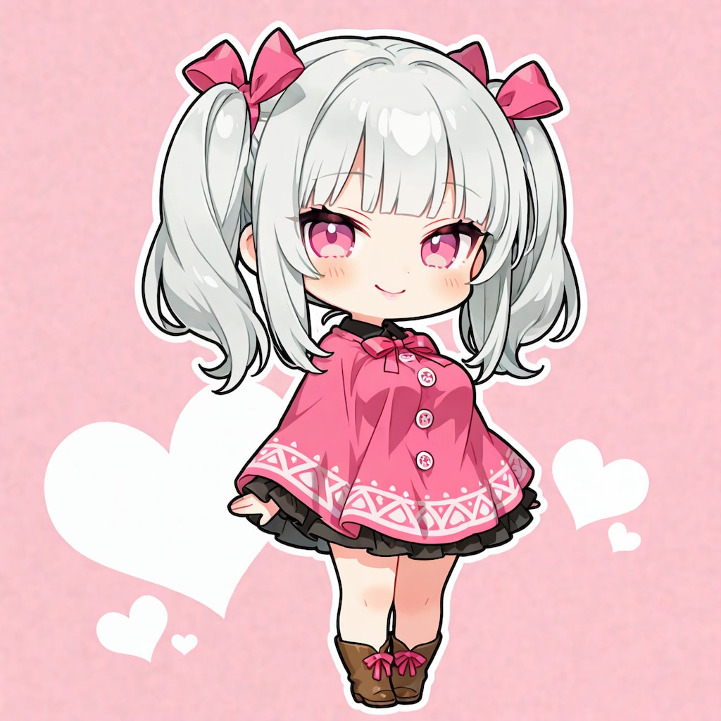 ポンチョを着たちびキャラツインテール