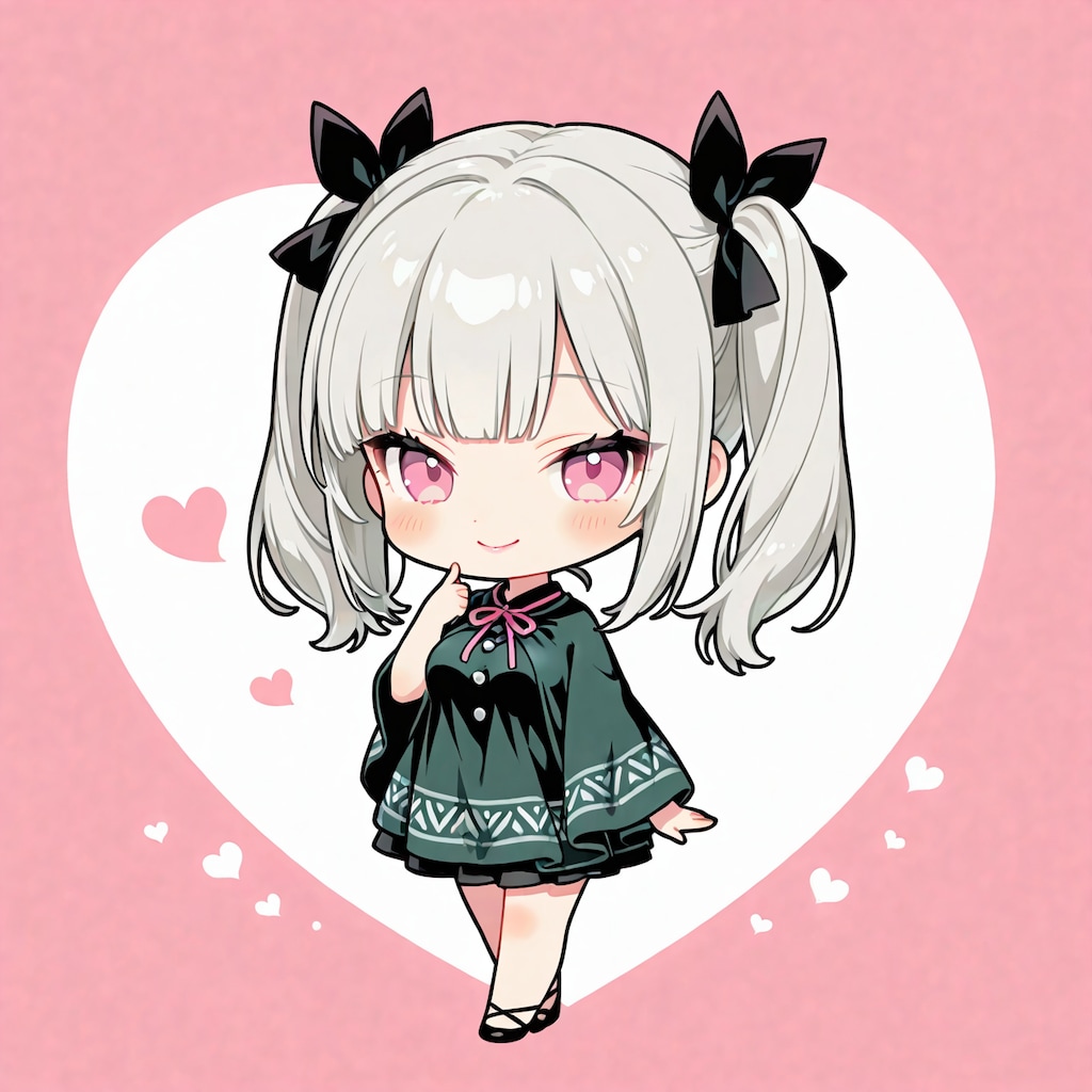 ポンチョを着たちびキャラツインテール