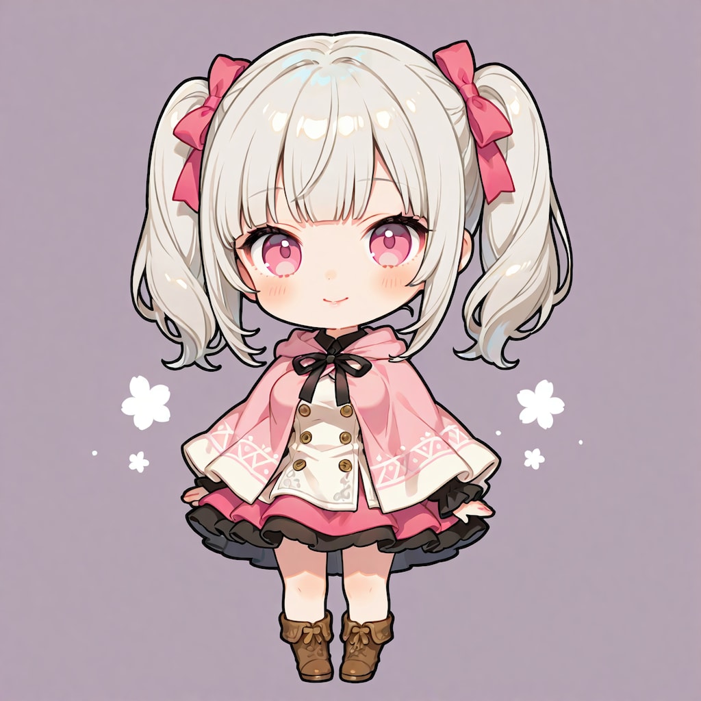 ポンチョを着たちびキャラツインテール