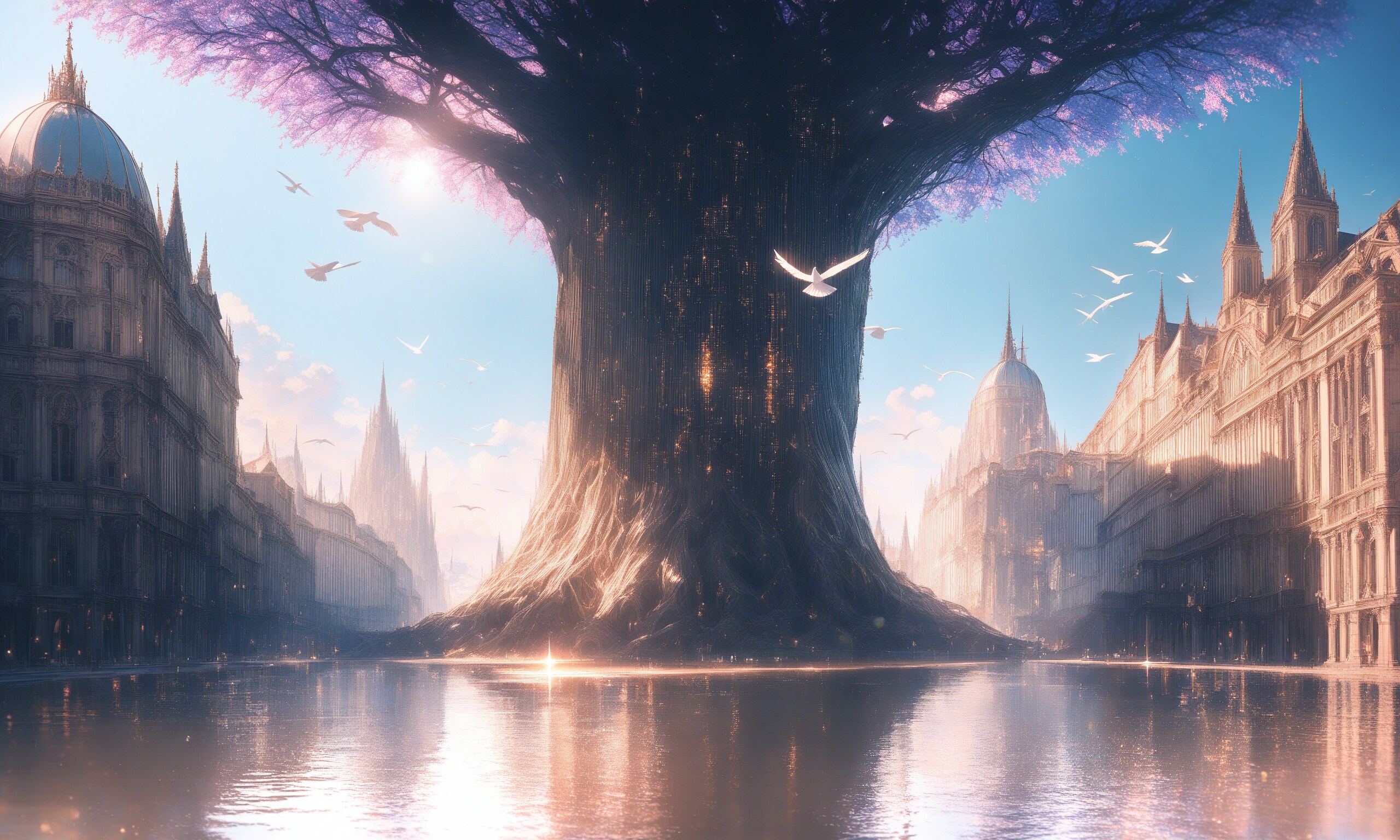 大きな木のある街XL | の人気AIイラスト・グラビア