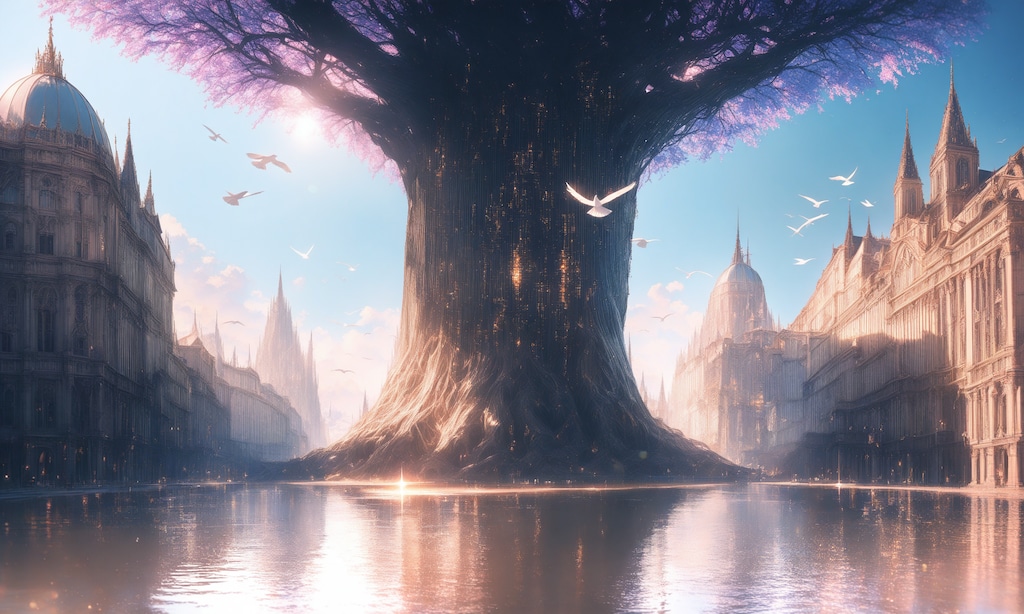 大きな木のある街XL