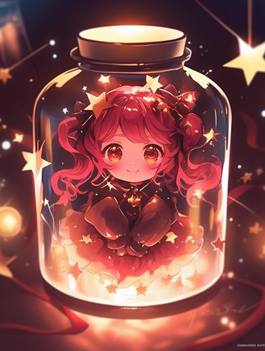 「瓶詰の少女」紅80 | の人気AIイラスト・グラビア