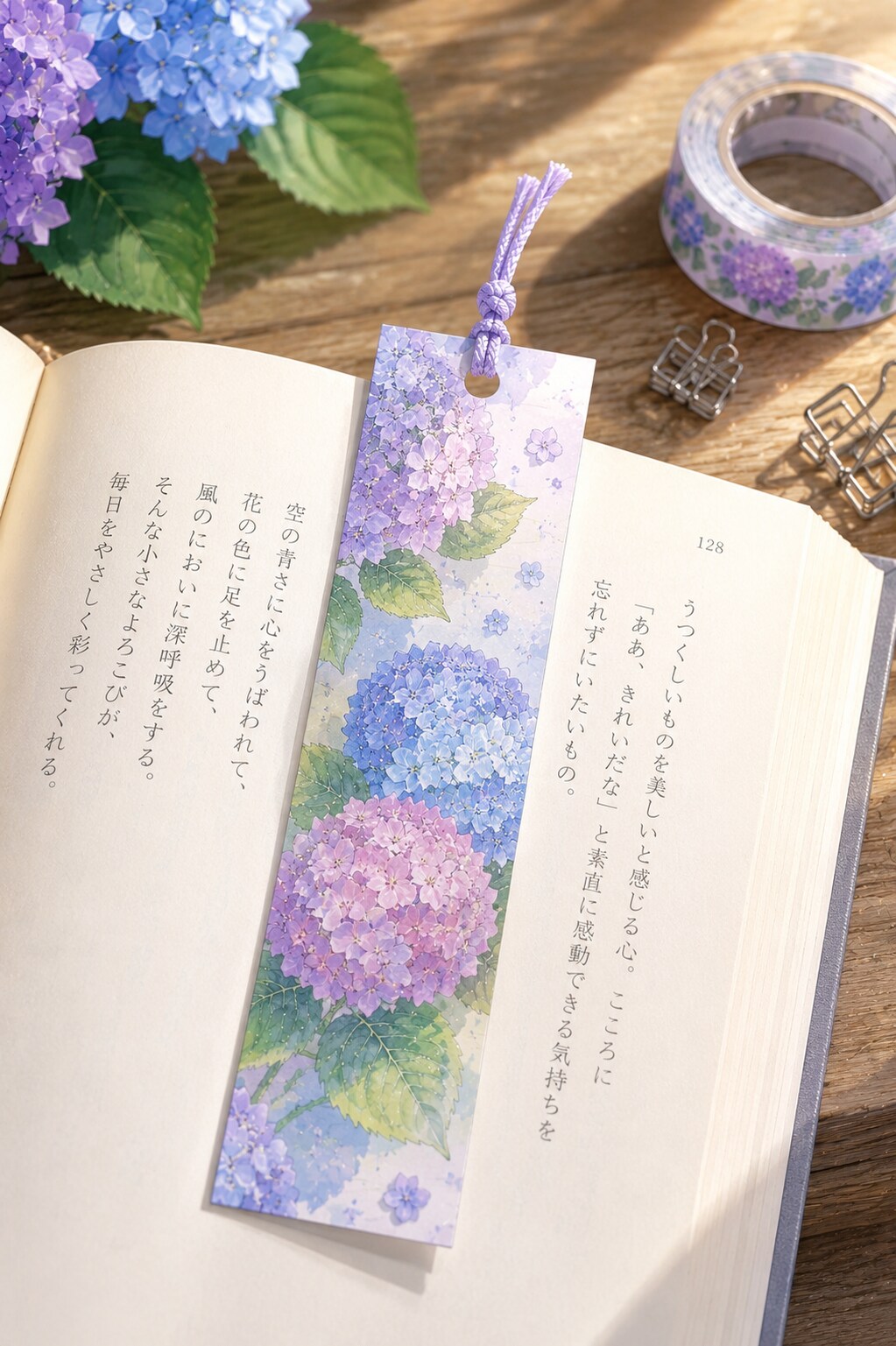 紫陽花と読書