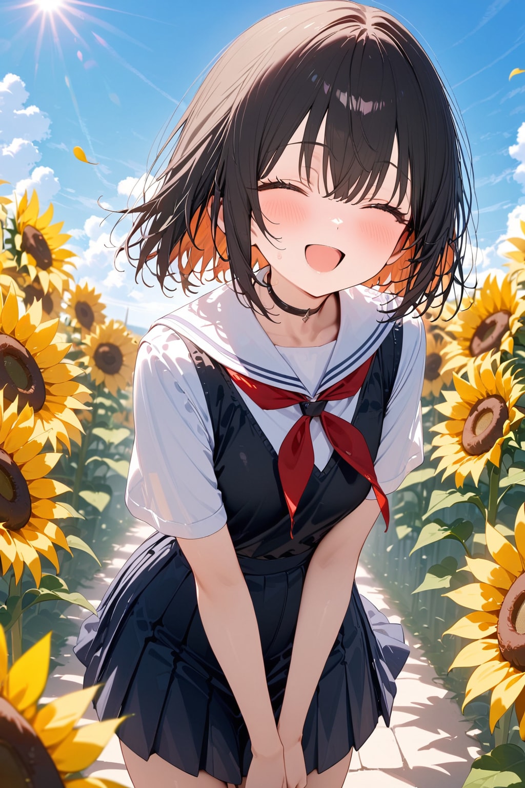 ひまわりと女の子