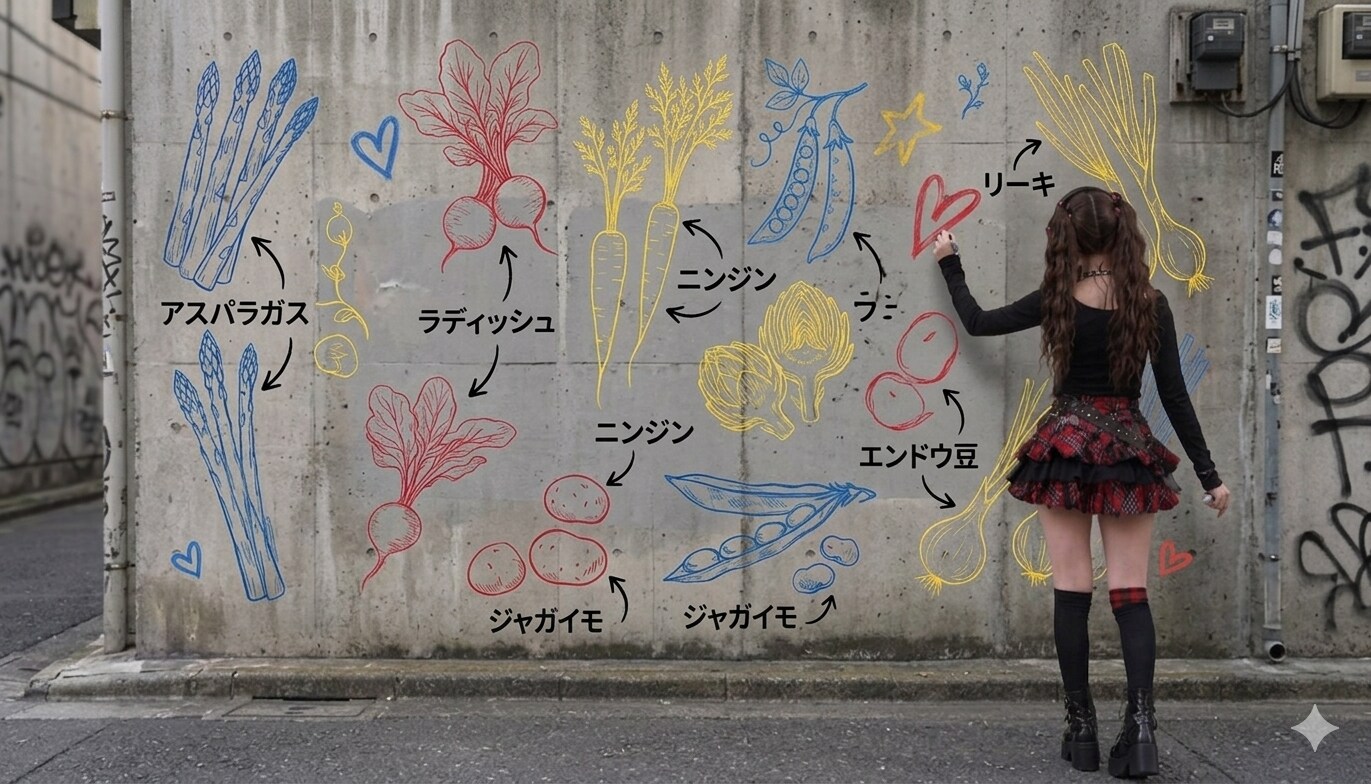 パンク娘、春野菜を解説