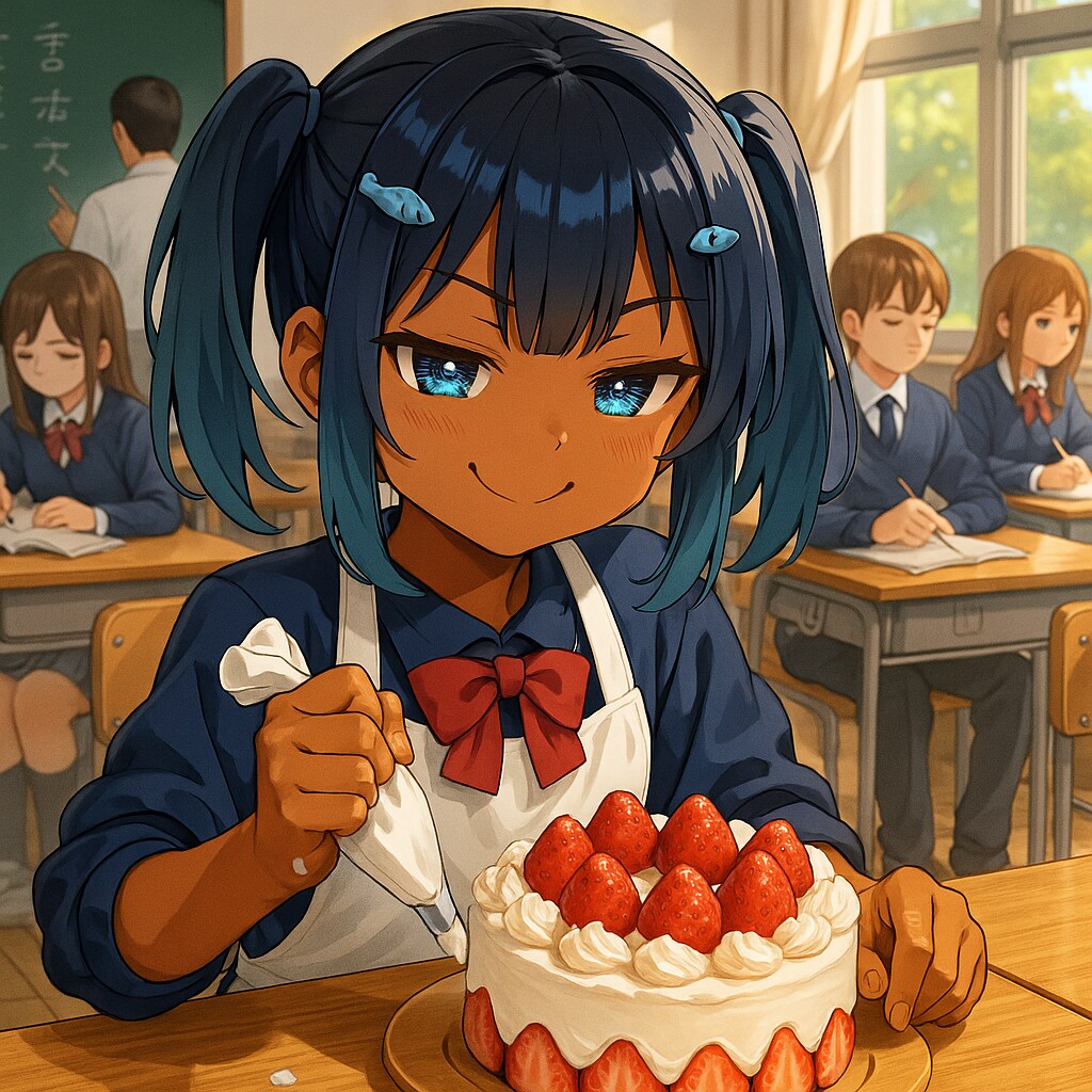 授業中におやつをこっそり食べるこなつちゃん