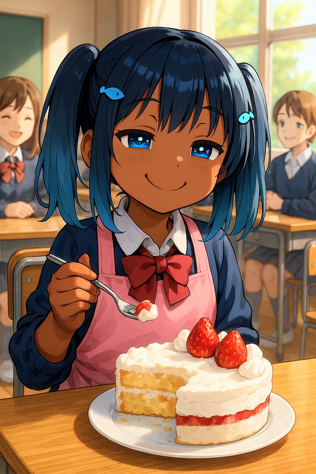 授業中におやつをこっそり食べるこなつちゃん