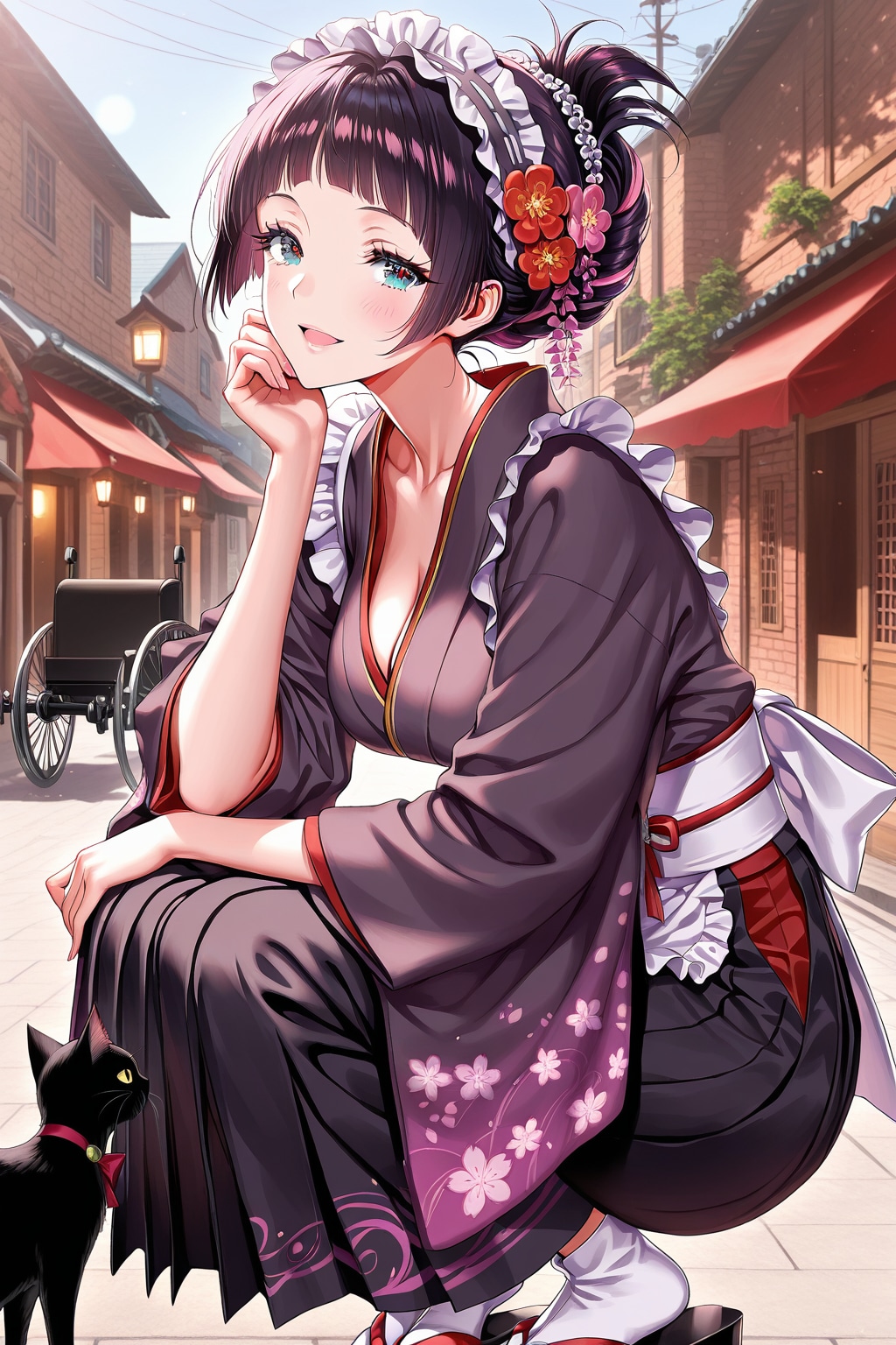 黒猫と大正メイド