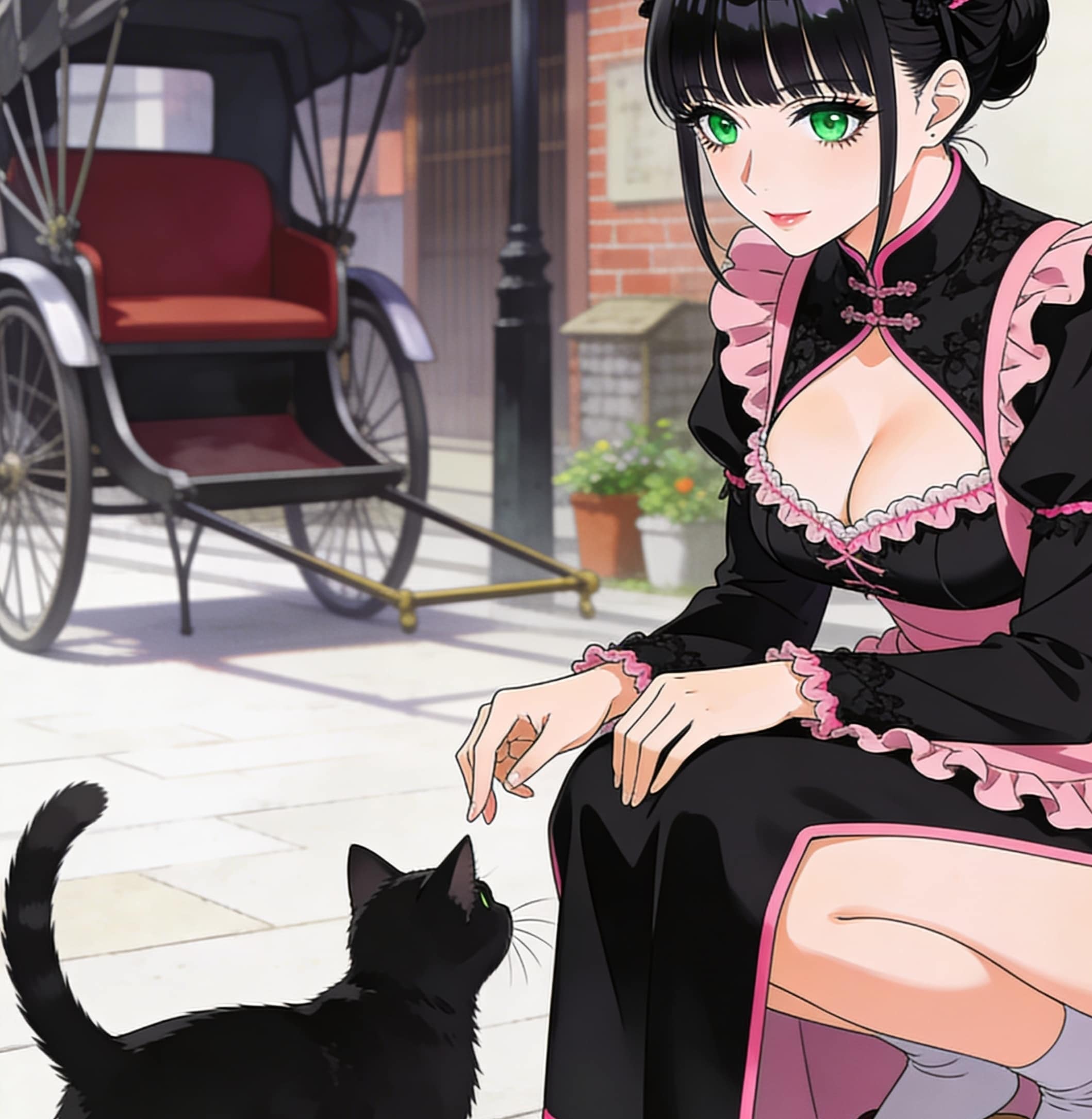 黒猫と大正メイド | の人気AIイラスト・グラビア