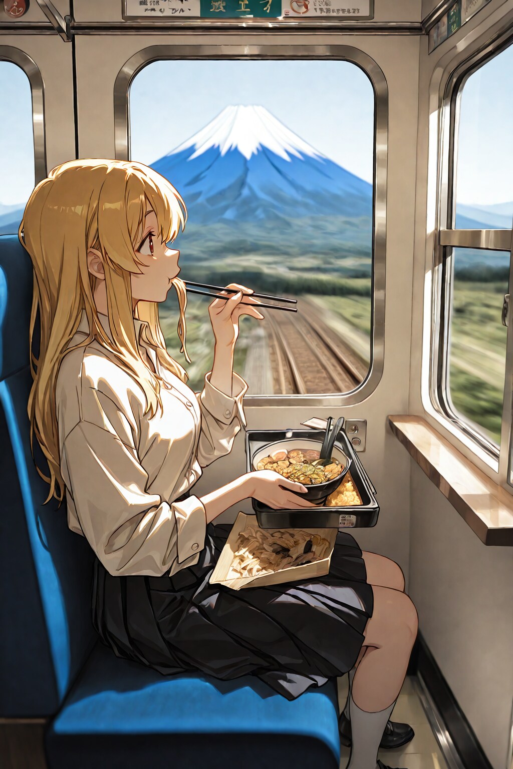 変な電車内風景な景色見ながら駅弁食べる旅女(失敗)🚃🍱🗻😫