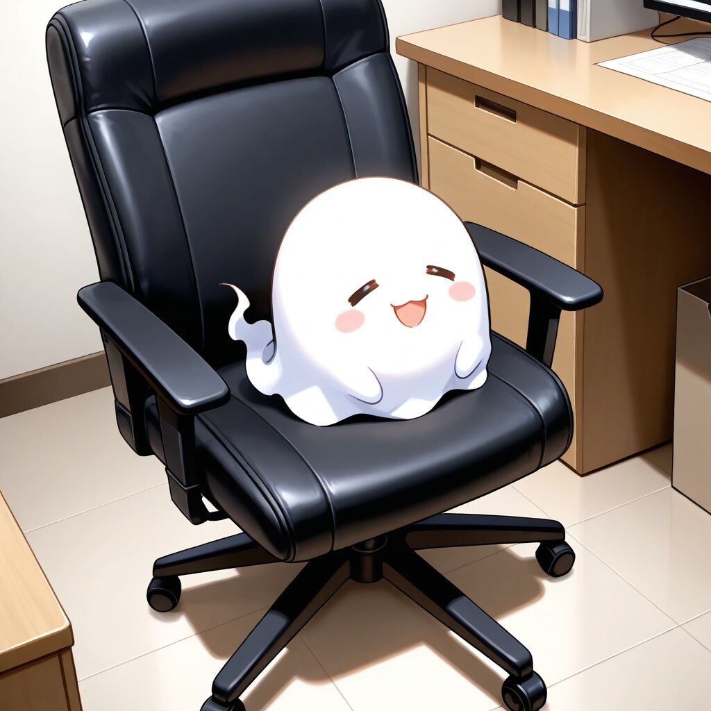 オフィスチェアで寛ぐお化けさん