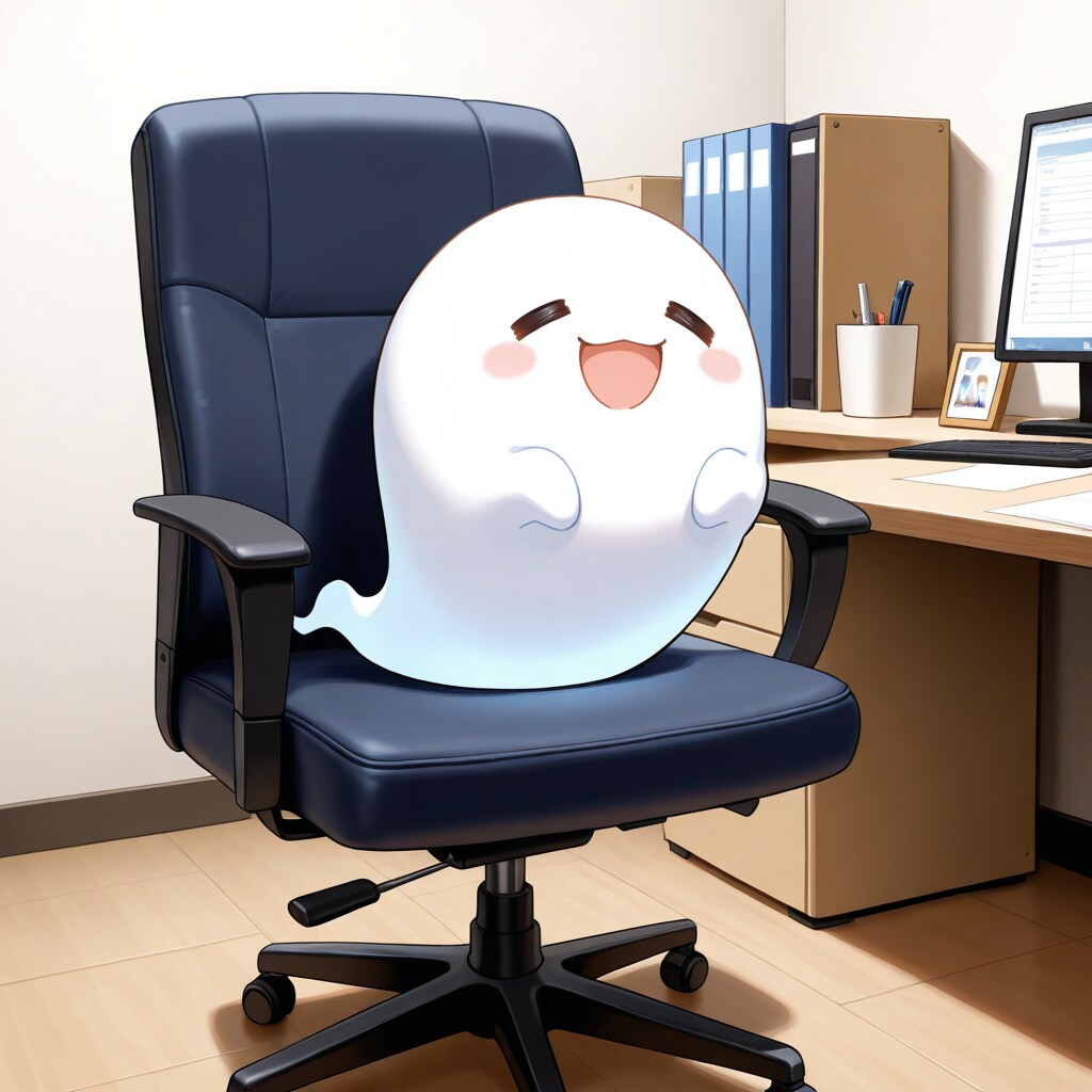 オフィスチェアで寛ぐお化けさん