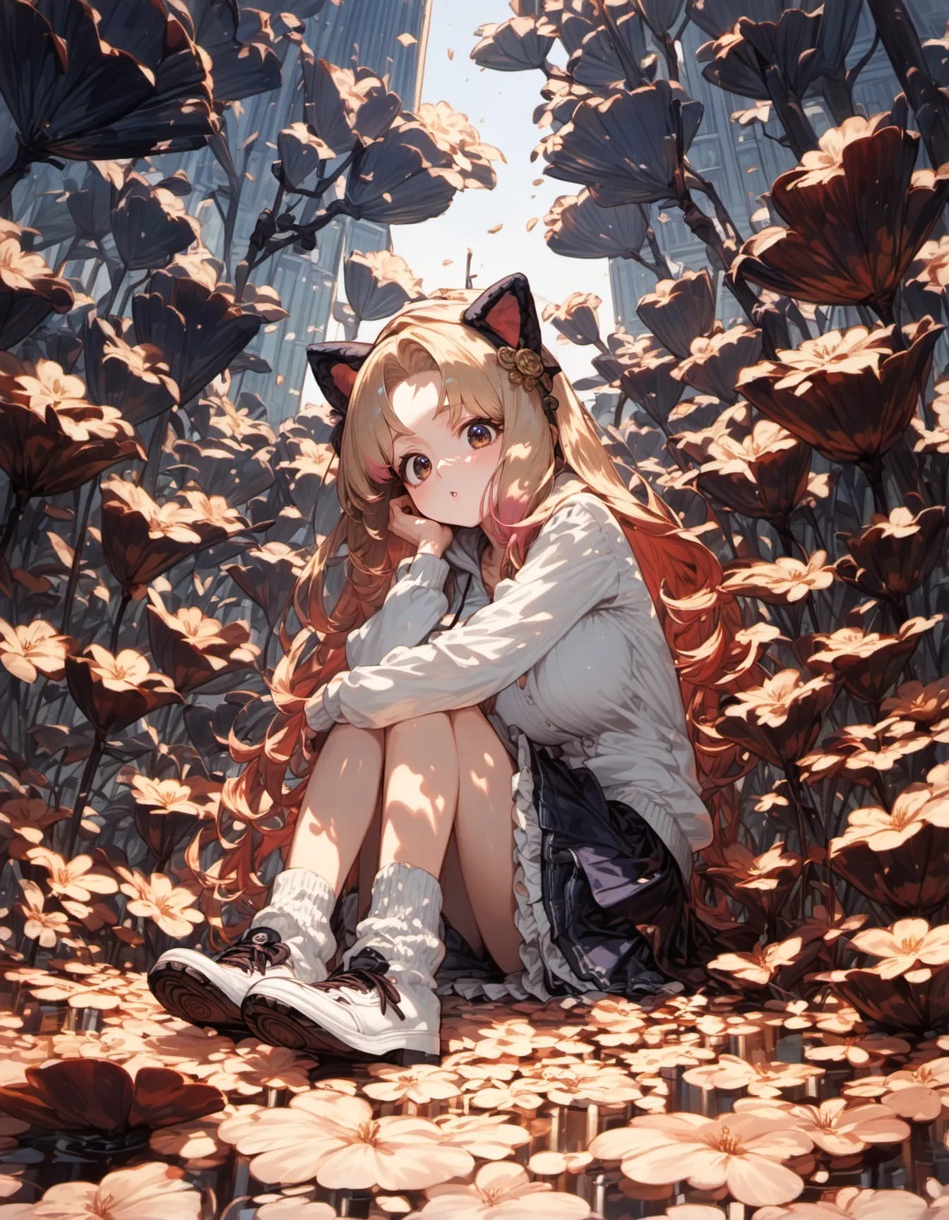 Feline in the Concrete Garden | の人気AIイラスト・グラビア