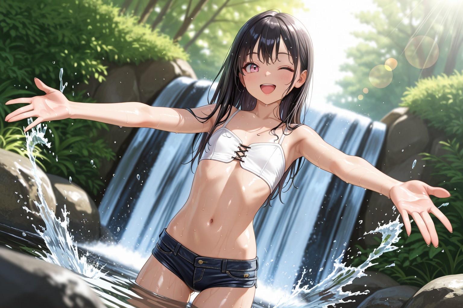 【本日の板野ちゃん】「川遊び気持ちい～♪」