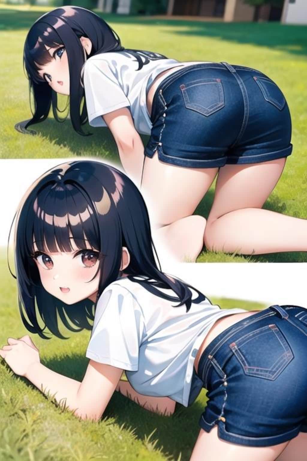 公園黒髪娘