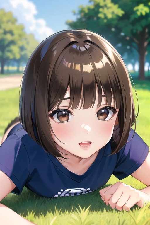 公園黒髪娘