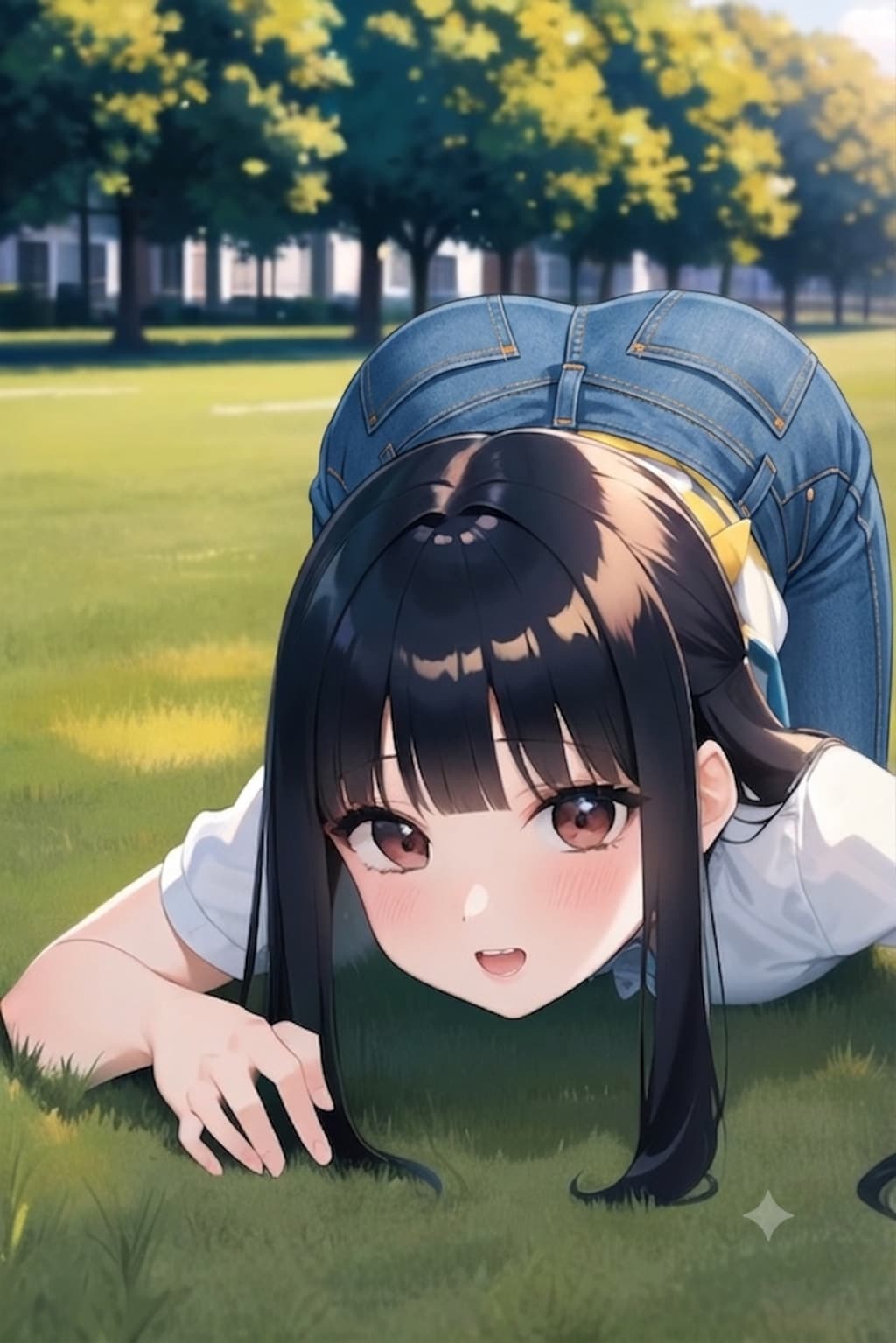 公園黒髪娘