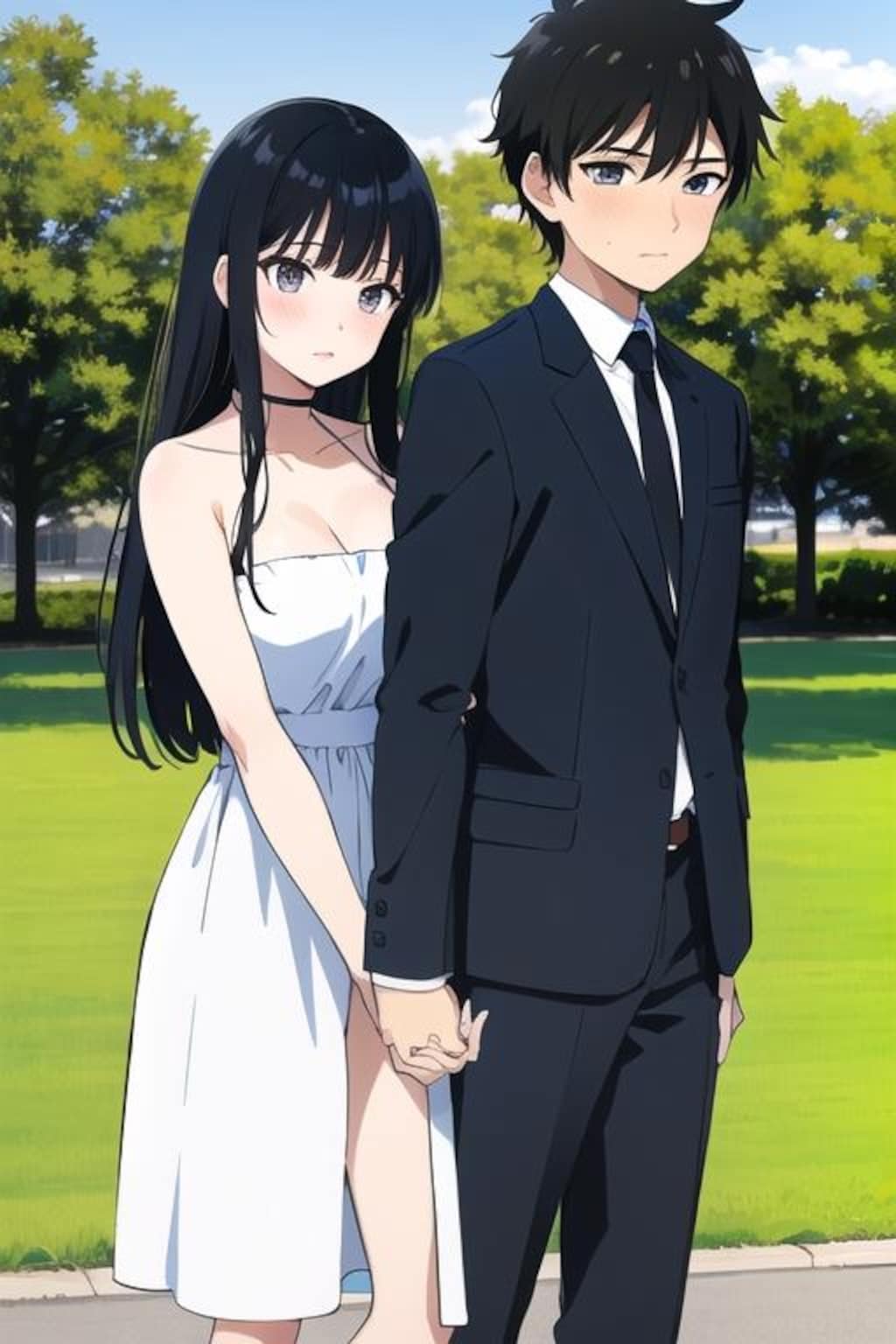 公園黒髪娘
