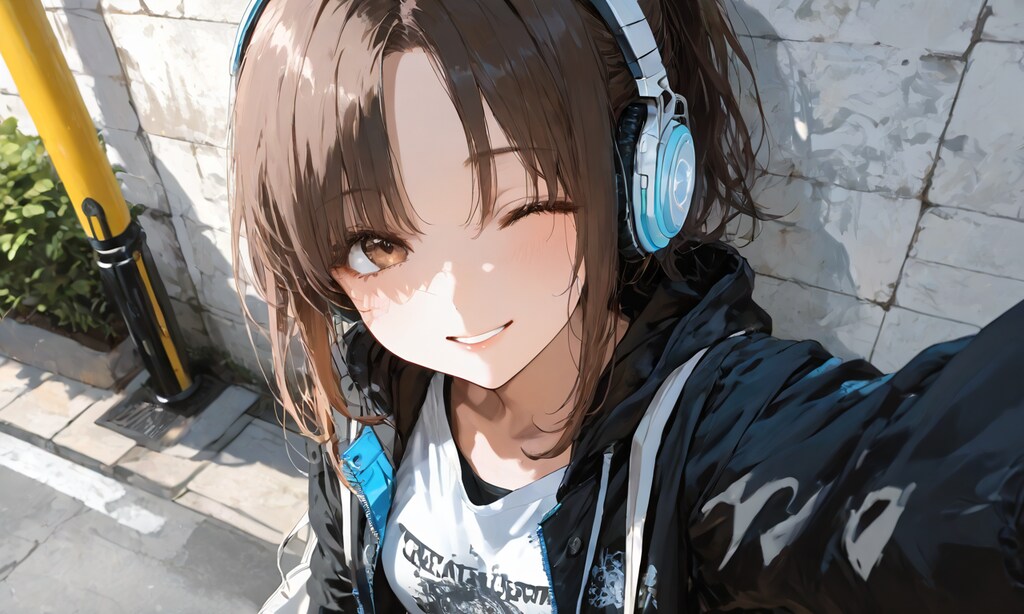 自撮りウィンク娘