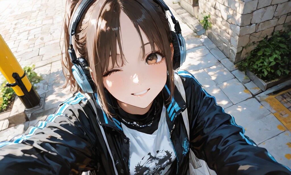 自撮りウィンク娘