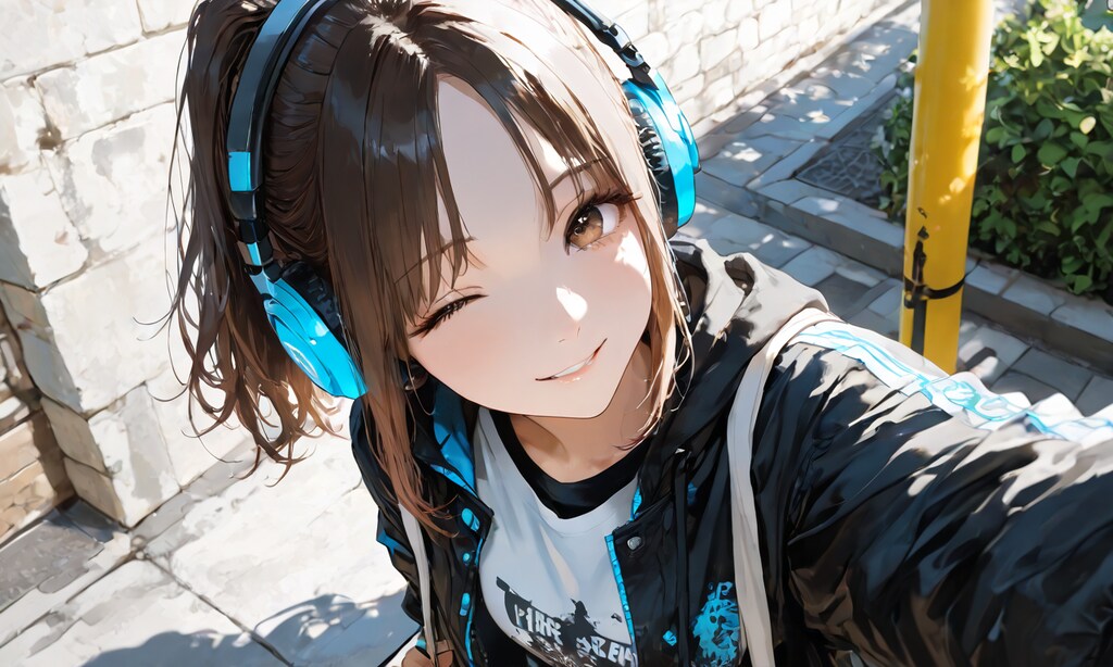 自撮りウィンク娘