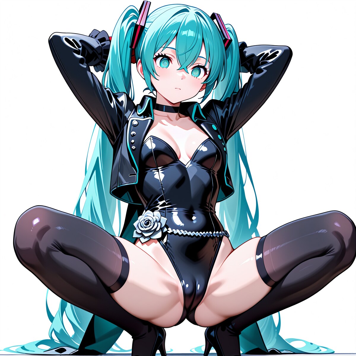 初音ミク　ヴァイオレットコス　エロ蹲踞で催眠解除