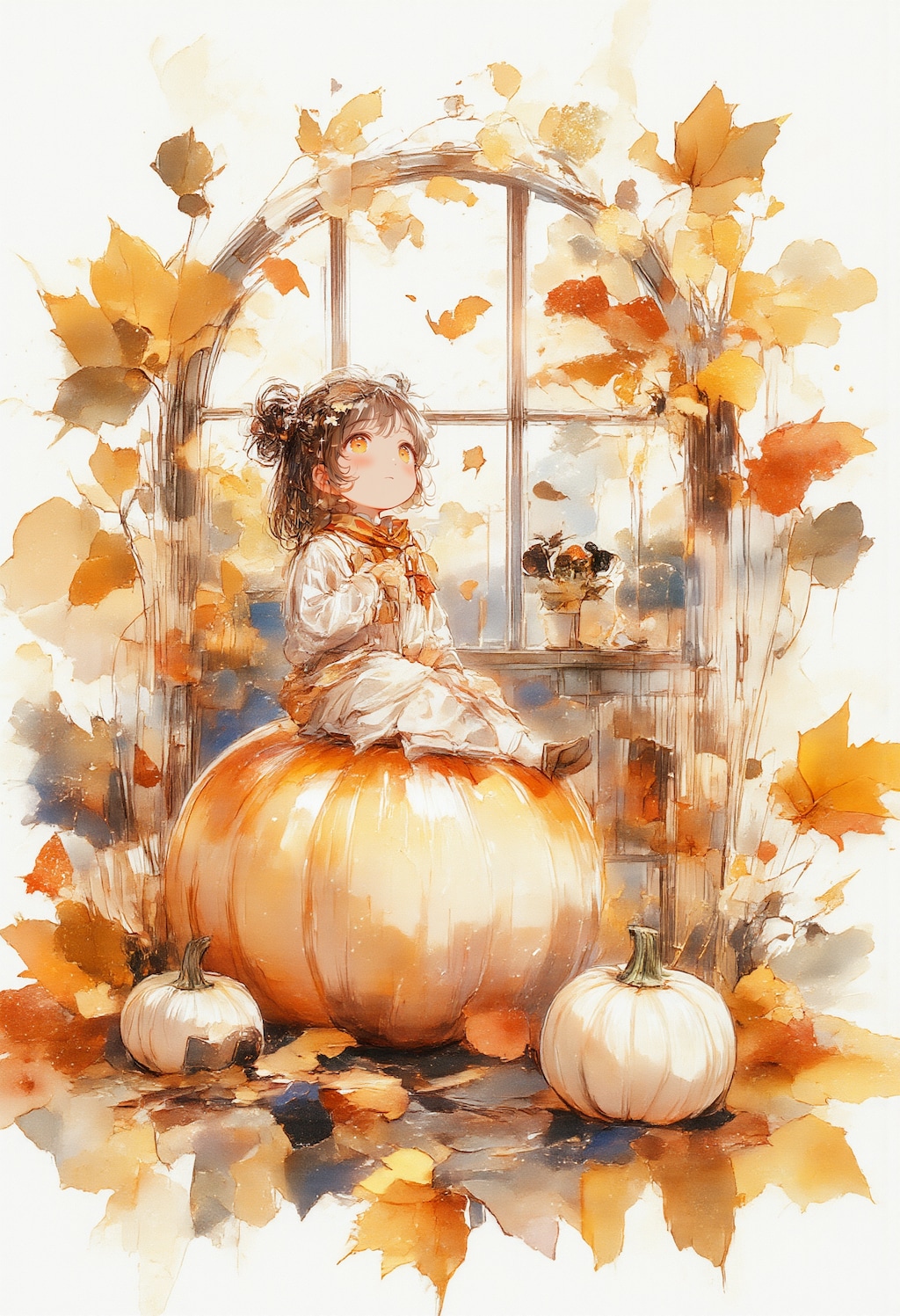 かぼちゃと笑顔の女の子