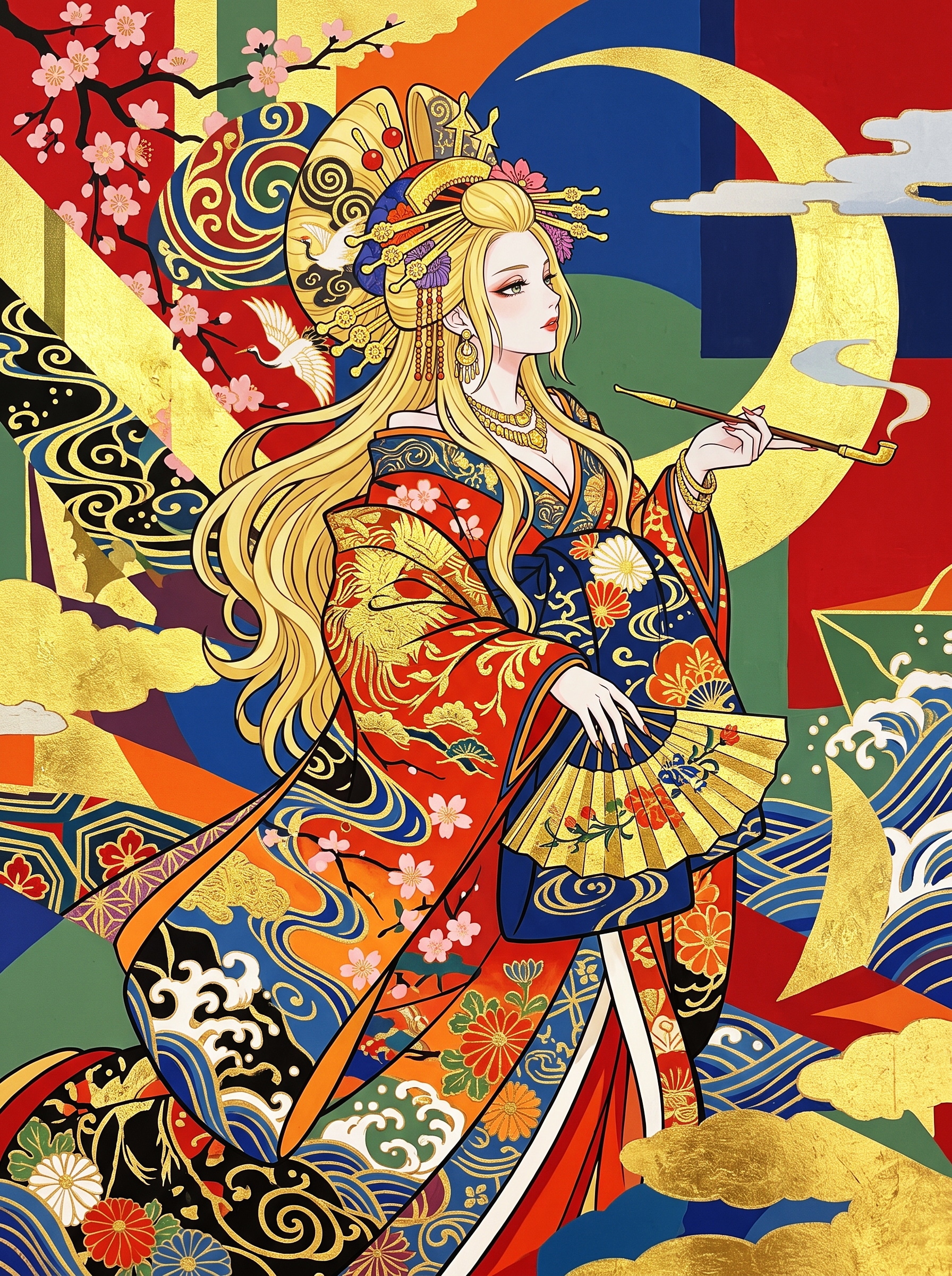 金髪の花魁 | の人気AIイラスト・グラビア