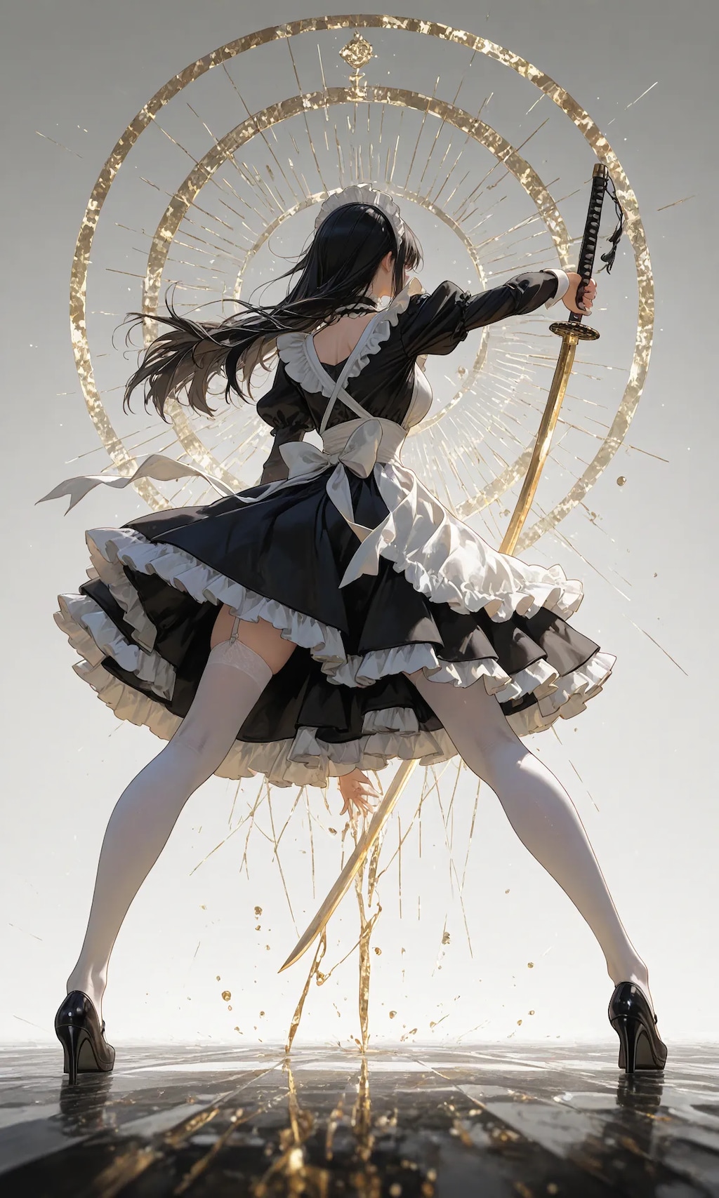 maid wielding a sword