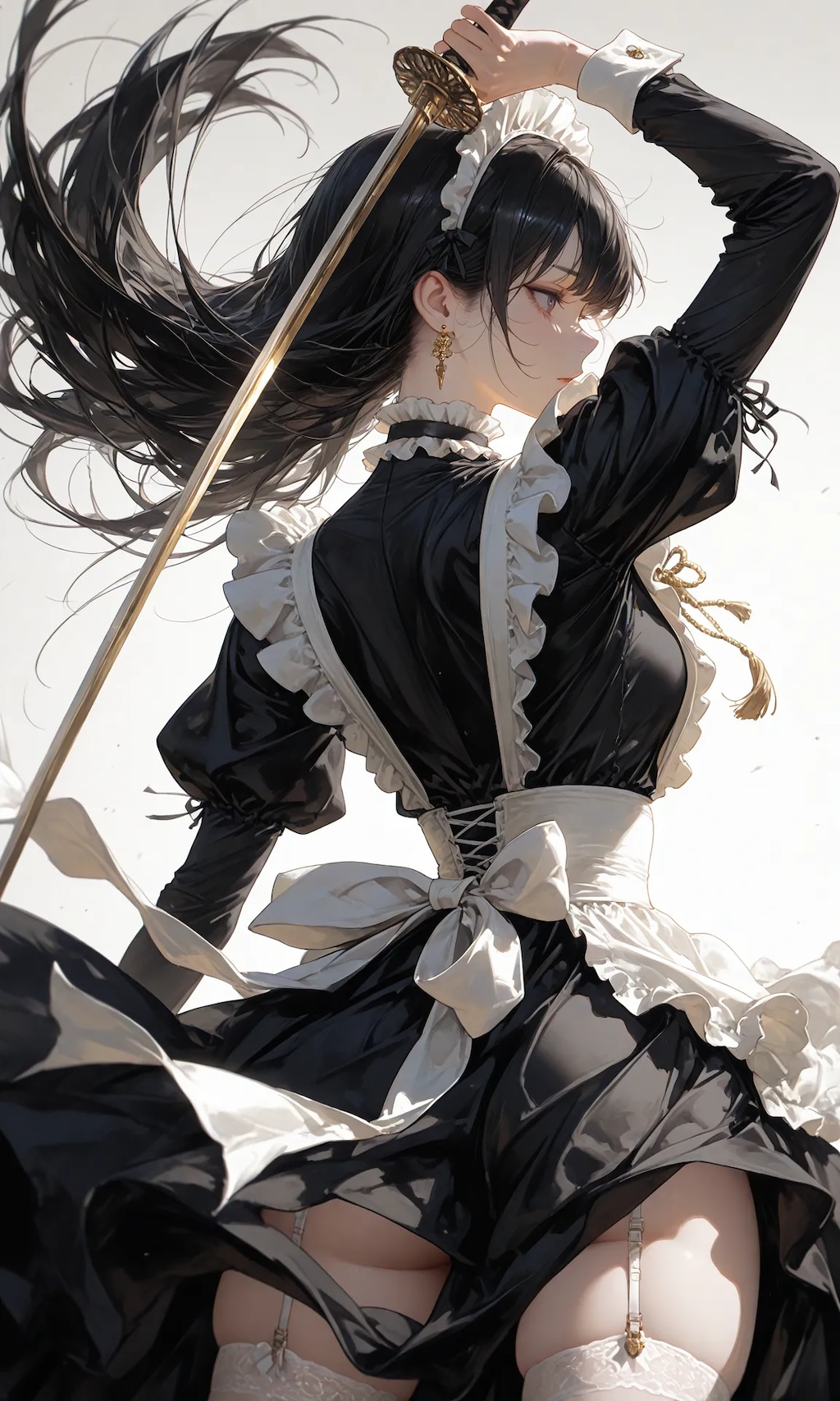 maid wielding a sword