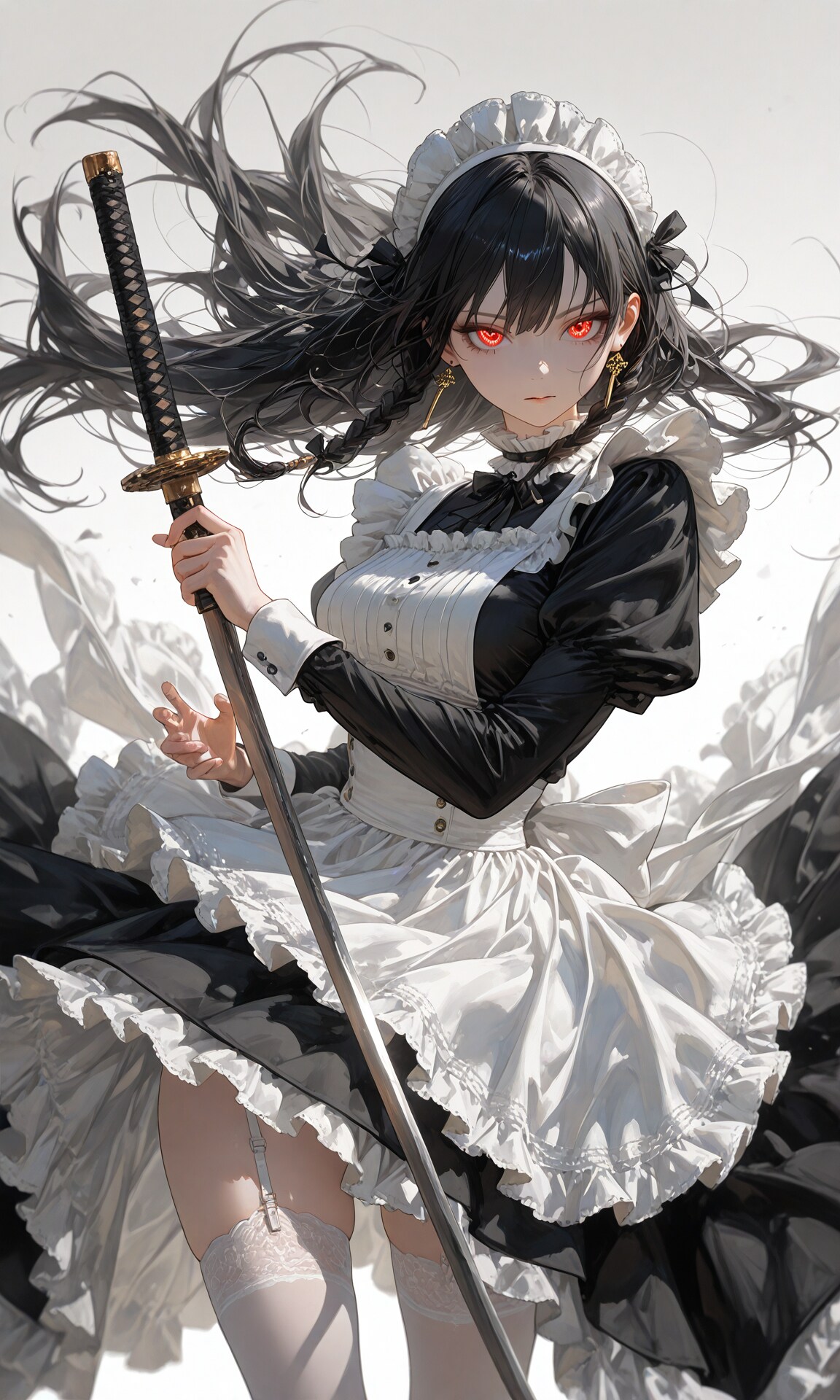 maid wielding a sword