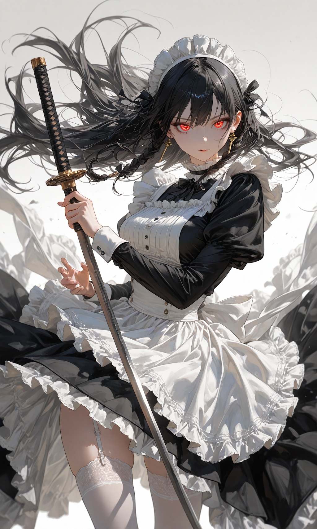 maid wielding a sword